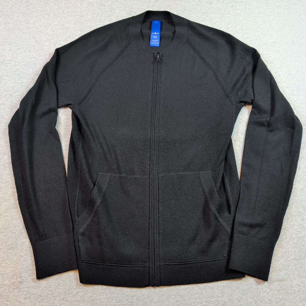 Kit and Ace Merino Wool Full Zip Sweater Black XS Raglan Bomber Jacket Style
